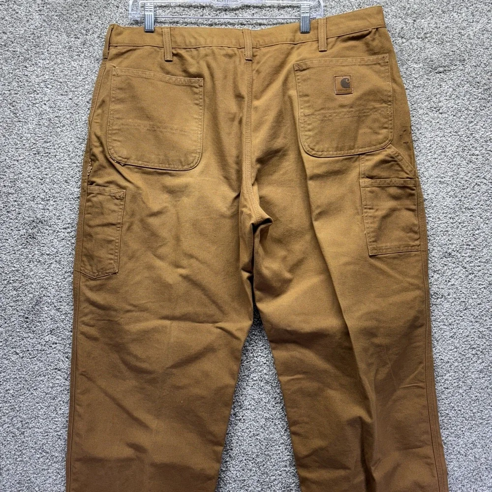 Carhartt Pants Mens 40x30 Brown Canvas Duck Dungaree‎ Fit Carpenter B11 BRN